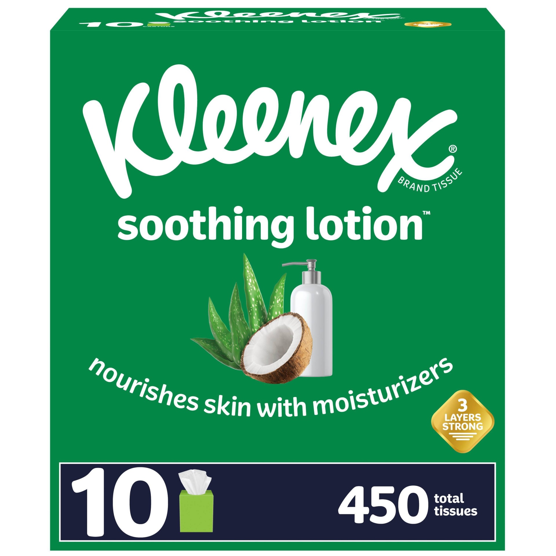 slide 1 of 10, Kleenex Soothing Lotion Facial Tissue - 10pk/45ct, 450 ct