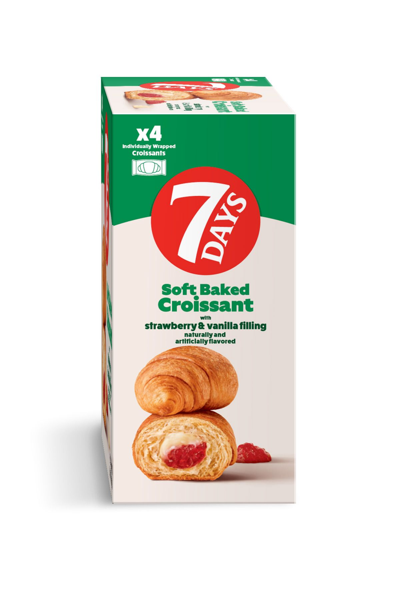slide 2 of 2, 7DAYS Double Soft Croissant with Strawberry & Vanilla Flavor Fillings 4 - 2.12 oz Packs, 4 ct