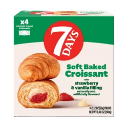 7DAYS Double Soft Croissant with Strawberry & Vanilla Flavor Fillings 4 - 2.12 oz Packs