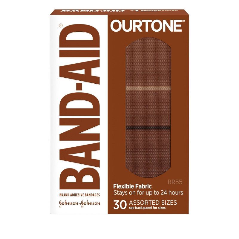 slide 1 of 1, Band-Aid Ourtone Assorted Adhesive Bandages - BR55 - 30ct, 55 x 30 ct