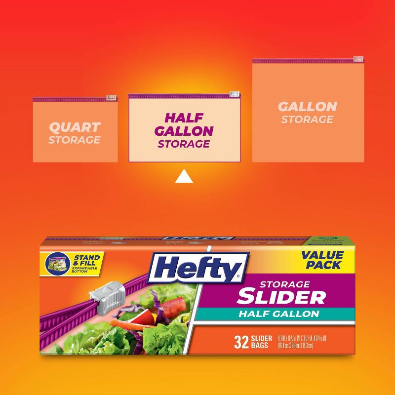 slide 2 of 7, Hefty Half Gallon Storage Slider Bags - 32ct, 32 ct