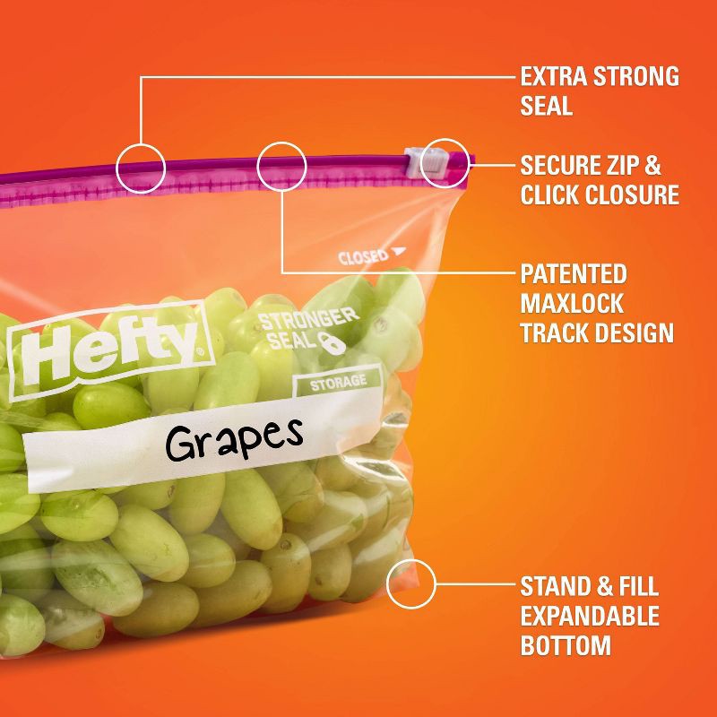 slide 5 of 7, Hefty Half Gallon Storage Slider Bags - 32ct, 32 ct