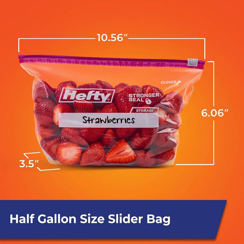 slide 6 of 7, Hefty Half Gallon Storage Slider Bags - 32ct, 32 ct