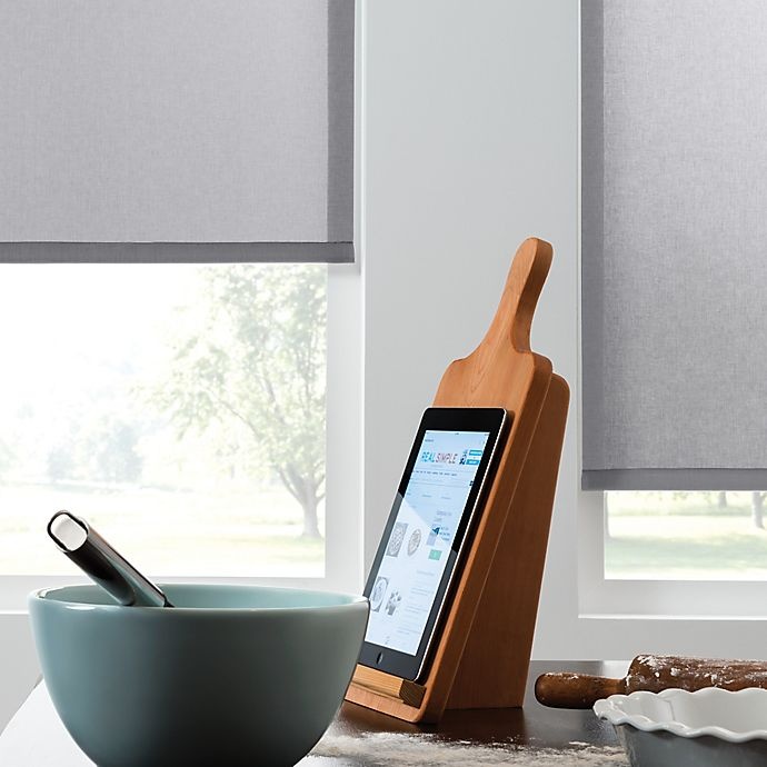 slide 3 of 5, Real Simple Cordless 5% Open Solar Roller Shade - Grey, 23 in x 72 in