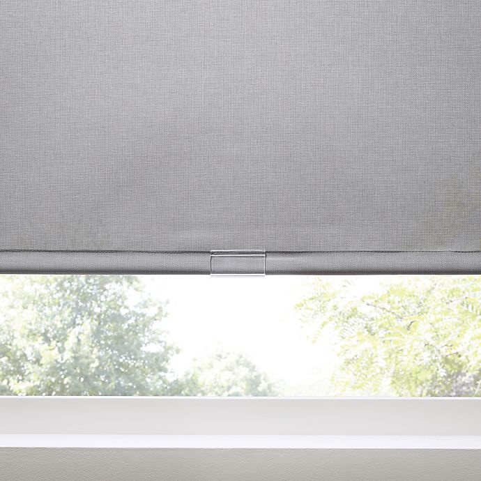 slide 4 of 5, Real Simple Cordless 5% Open Solar Roller Shade - Grey, 23 in x 72 in