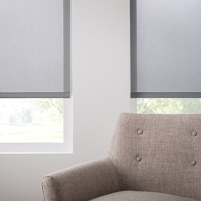 slide 4 of 5, Real Simple Cordless 5% Open Solar Roller Shade - Grey, 27 in x 72 in