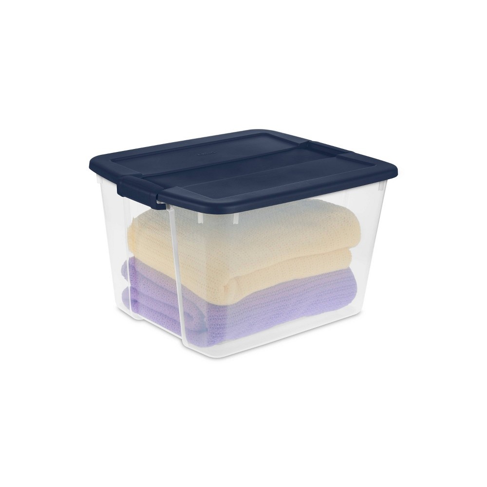 slide 9 of 11, Latching Tote Clear Navy - Room Essentials, 66 qt