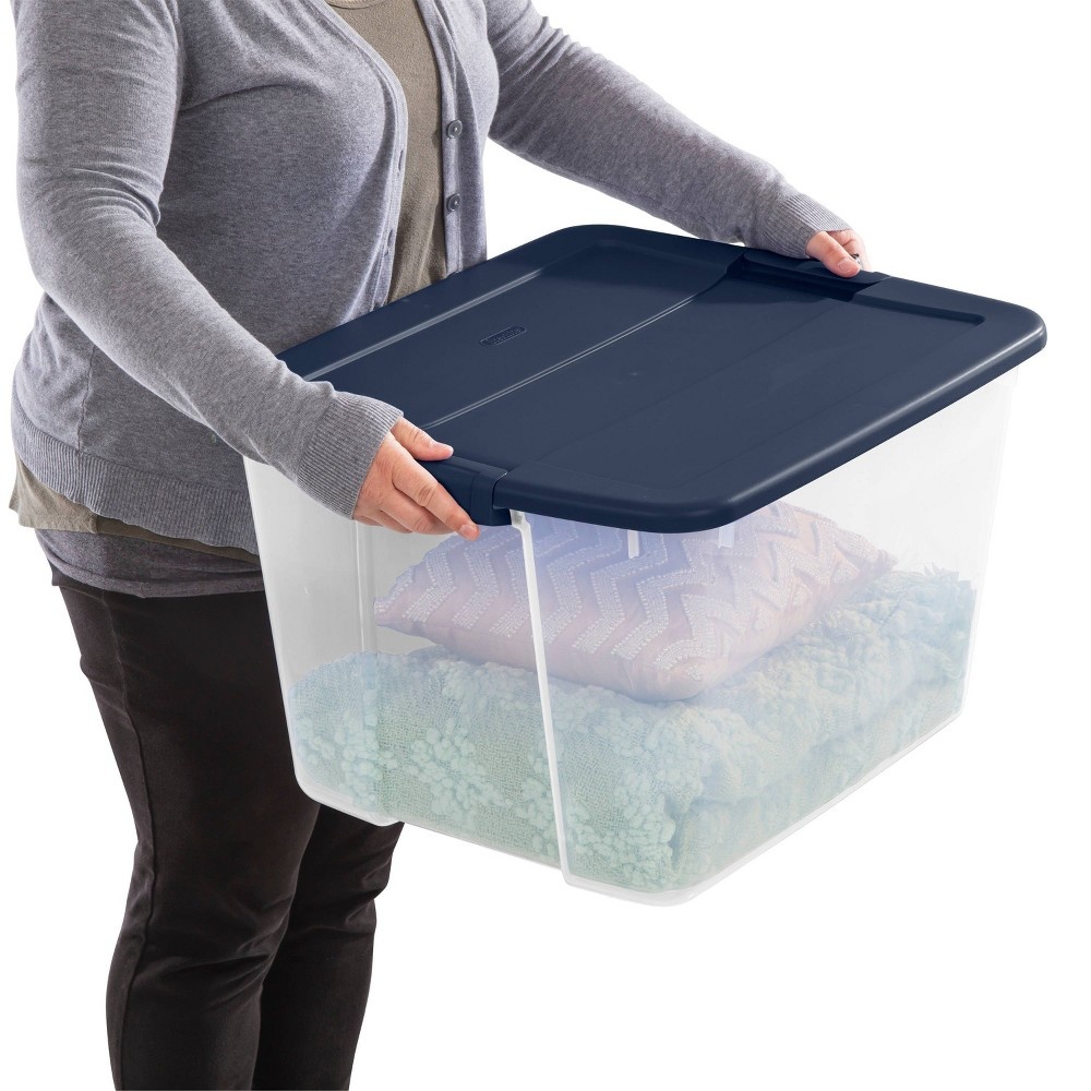 slide 11 of 11, Latching Tote Clear Navy - Room Essentials, 66 qt