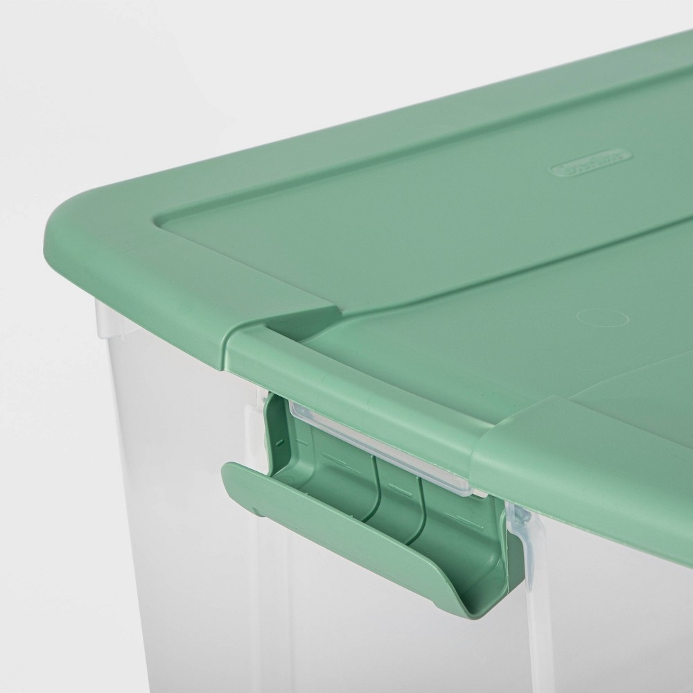 slide 5 of 12, Latching Tote Clear Light Green Lid - Room Essentials, 66 qt