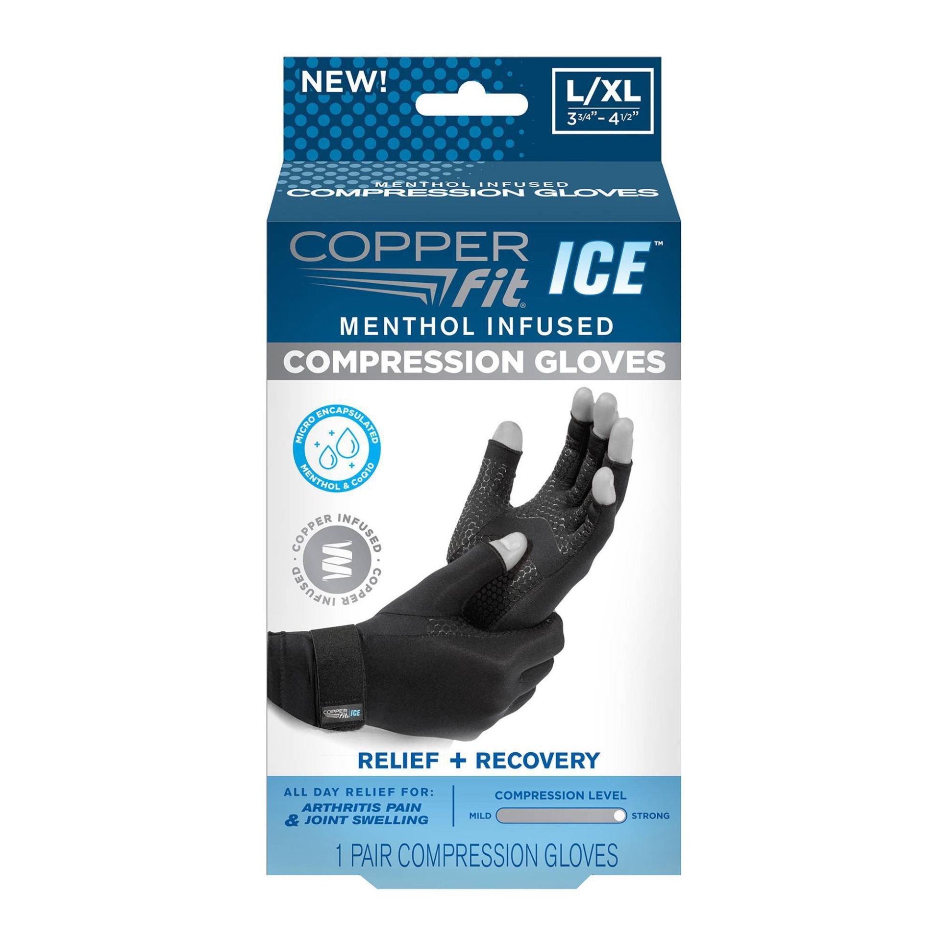 slide 1 of 3, Copper Fit Ice Gloves Infused with Cooling Action and Menthol, 1 ct