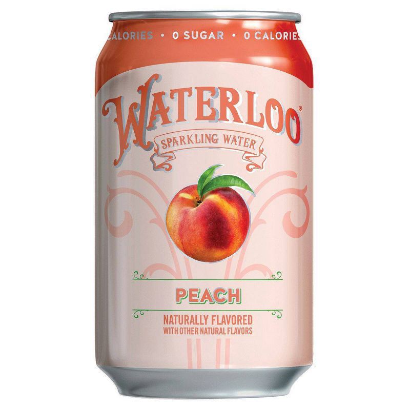 slide 2 of 5, Waterloo Sparkling Water Waterloo Peach Sparkling Water - 8pk/12 fl oz Cans, 8 ct; 12 fl oz