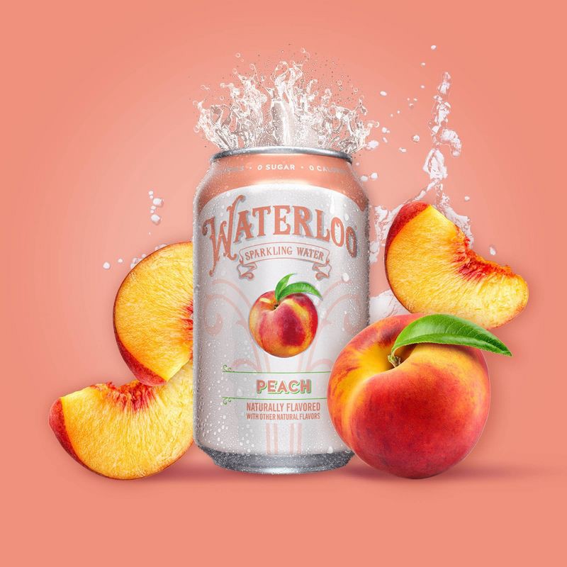 slide 5 of 6, Waterloo Sparkling Water Waterloo Peach Sparkling Water - 8pk/12 fl oz Cans, 8 ct; 12 fl oz