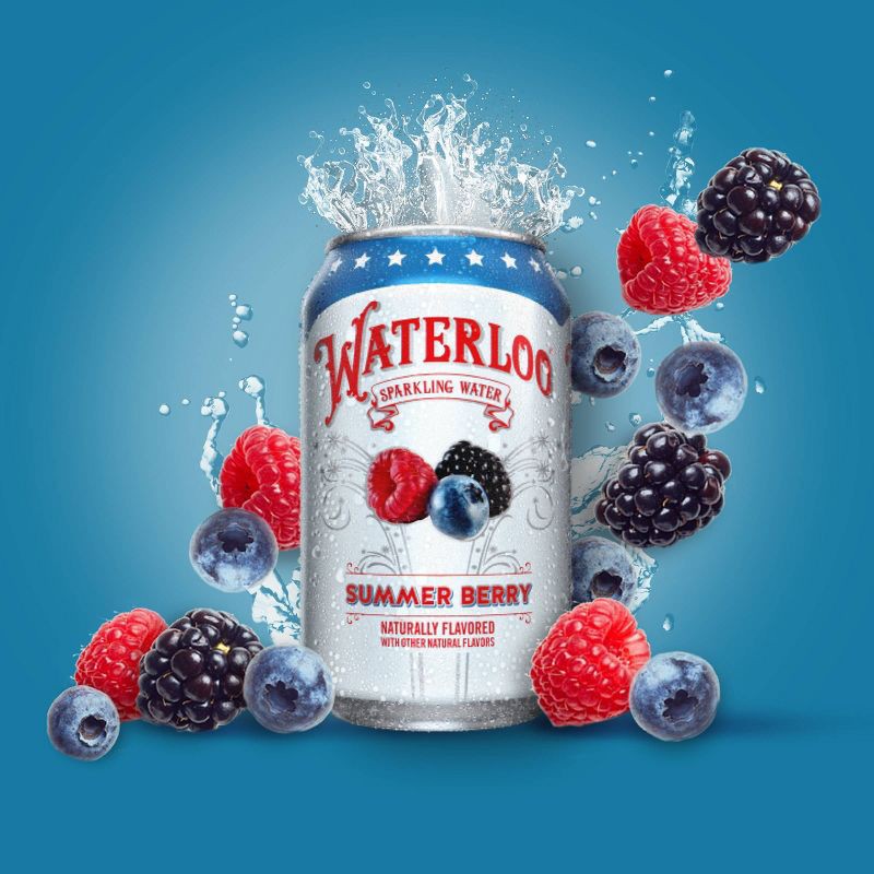 slide 5 of 6, Waterloo Sparkling Water Waterloo Summer Berry Sparkling Water - 8pk/12 fl oz Cans, 8 ct; 12 fl oz