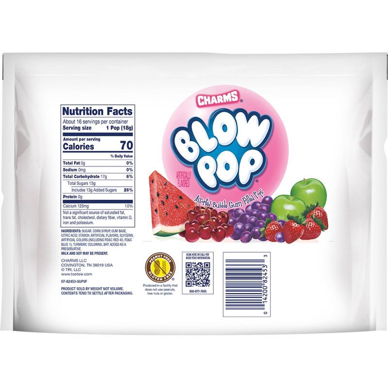 slide 2 of 6, Charms Blow Pop Assorted Flavor Lollipops Candy Standup Bag – 10.4oz, 10.4 oz