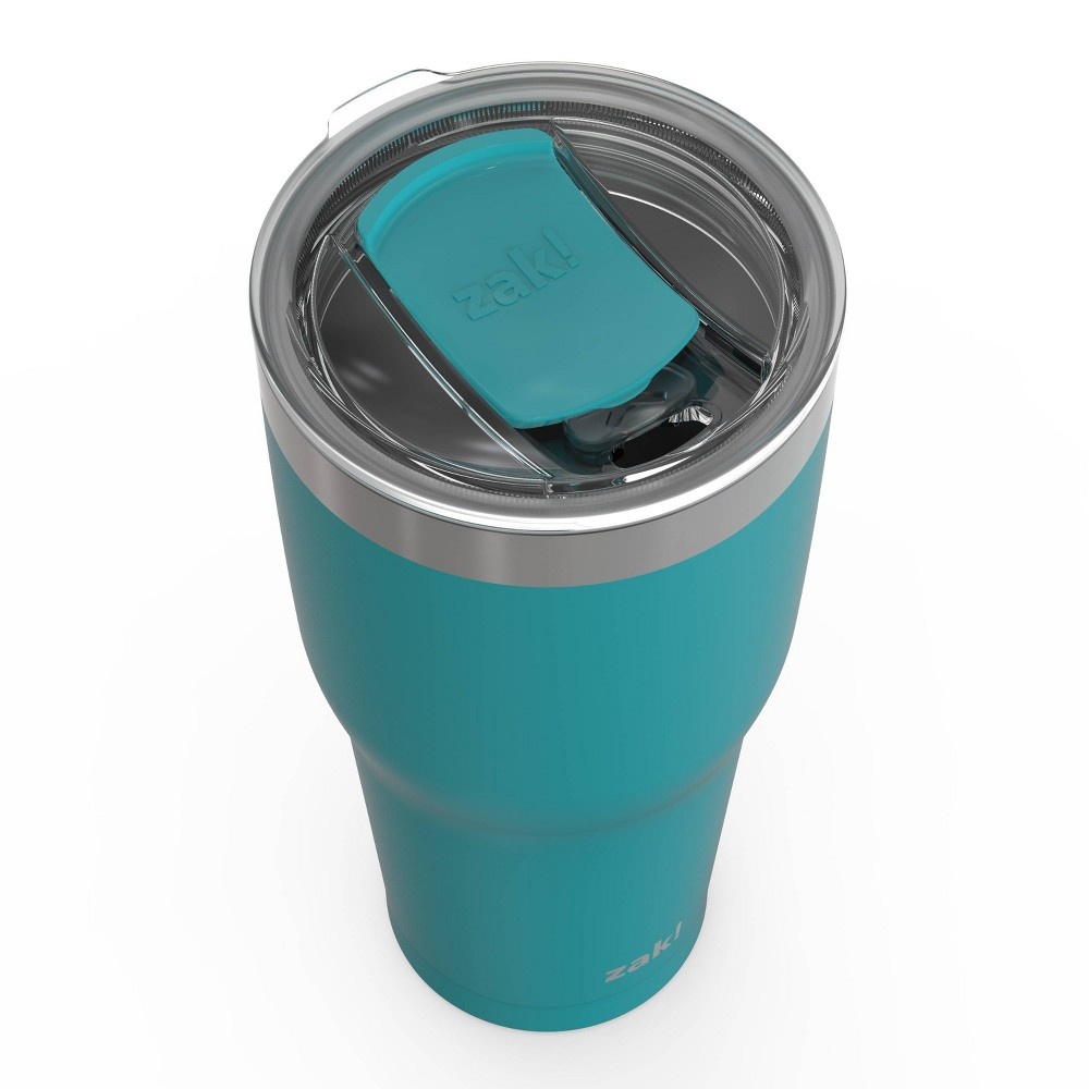 slide 2 of 6, Zak Designs Zak! Designs 30oz Double Wall Stainless Steel Cascadia Tumbler with Contour Lid - Aqua, 1 ct