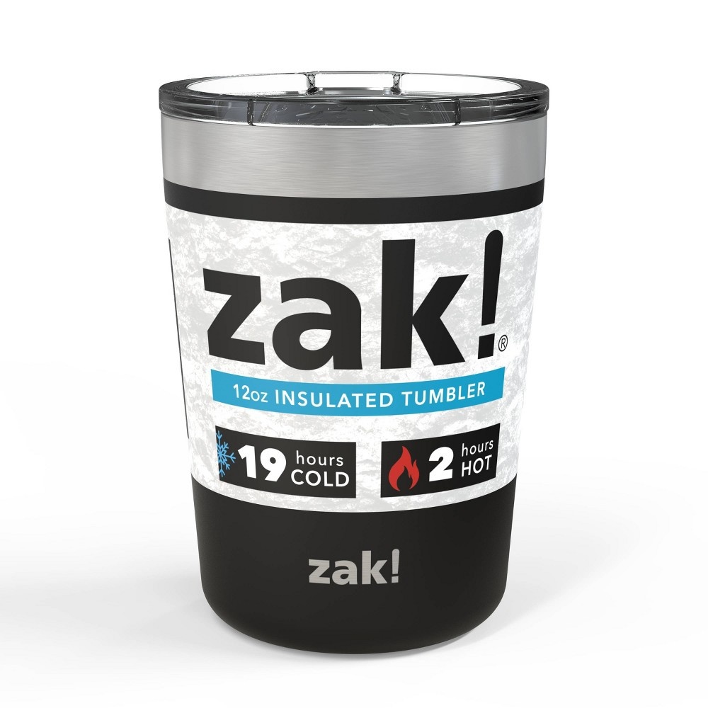  Zak! Designs 12oz Double Wall Stainless Steel Tumbler, Black