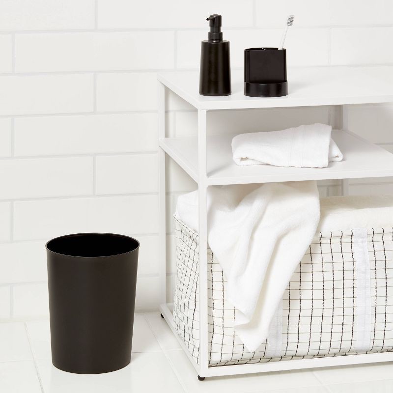 slide 2 of 5, Bath Coordinates Bundle Black - Room Essentials™: Plastic Hand Washable, Includes Wastebasket & Soap Dispenser, 1 ct
