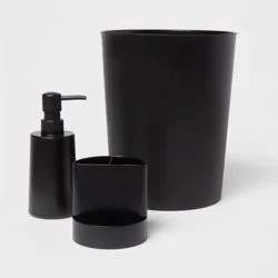 Bath Coordinates Bundle Black - Room Essentials™: Plastic Hand Washable, Includes Wastebasket & Soap Dispenser