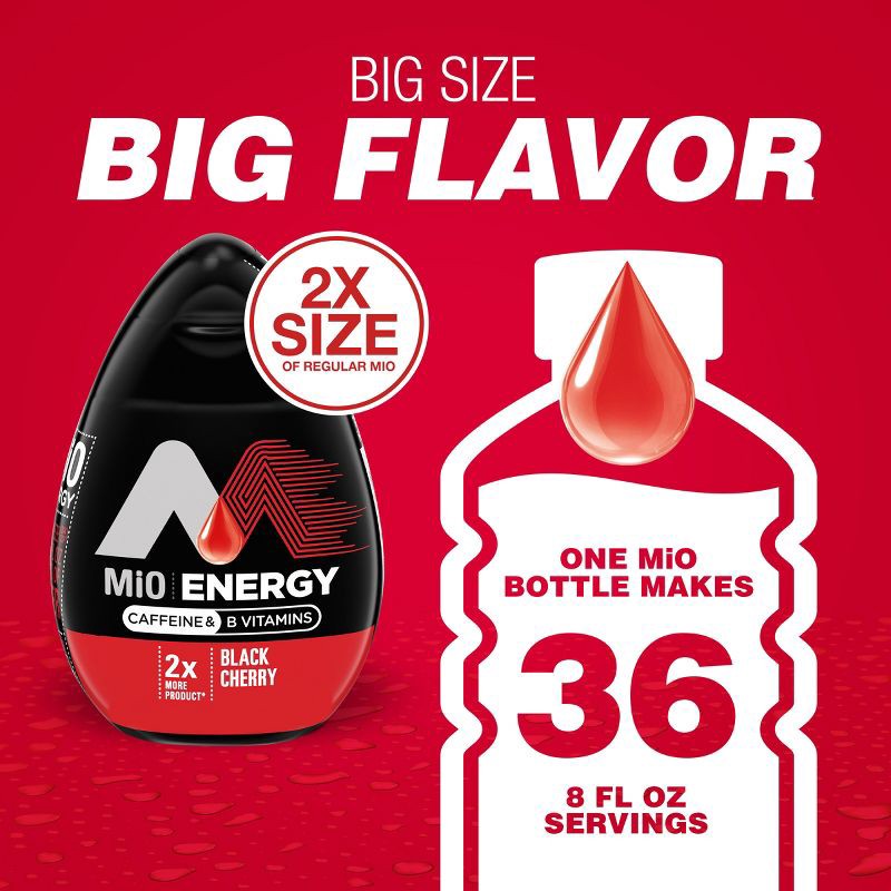 slide 5 of 12, MiO Energy Black Cherry Liquid Water Enhancer - 3.24 fl oz Bottle, 3.24 fl oz