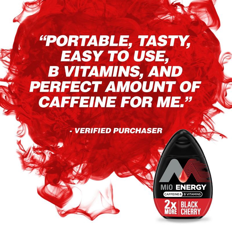 slide 8 of 12, MiO Energy Black Cherry Liquid Water Enhancer - 3.24 fl oz Bottle, 3.24 fl oz