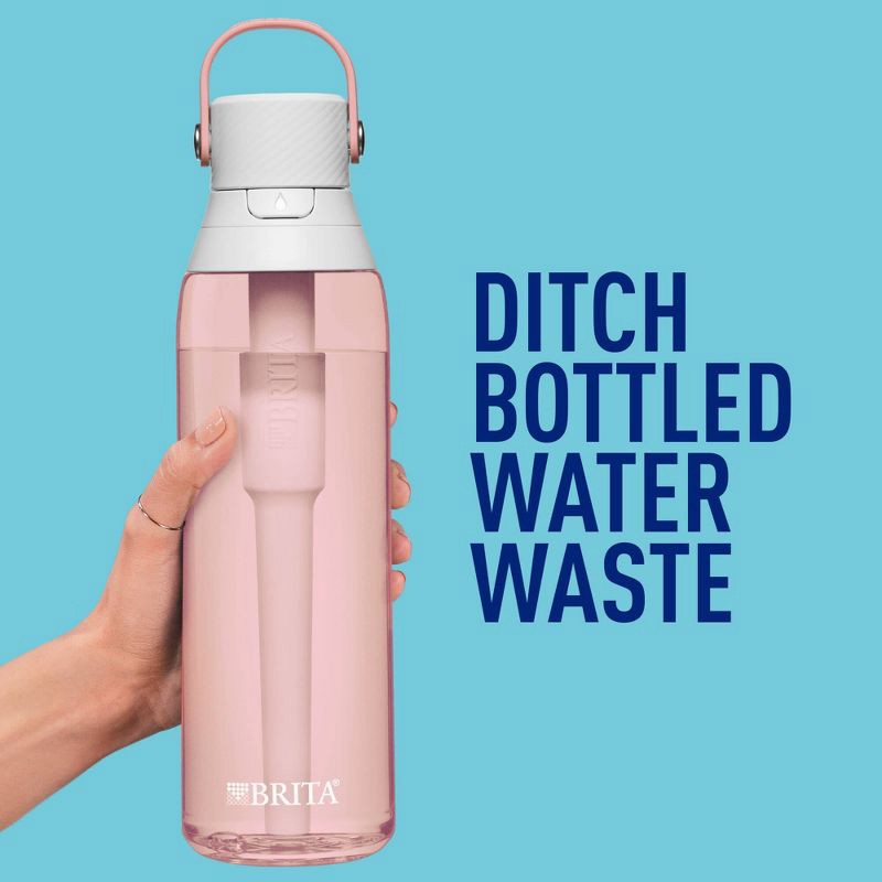 slide 6 of 9, Brita Premium 26oz Water Bottle with Filter - Blush Pink: Reusable Filtered Plastic, 2-Month Filter Life, 0.5 lbs, 26 oz, 0.5 lb