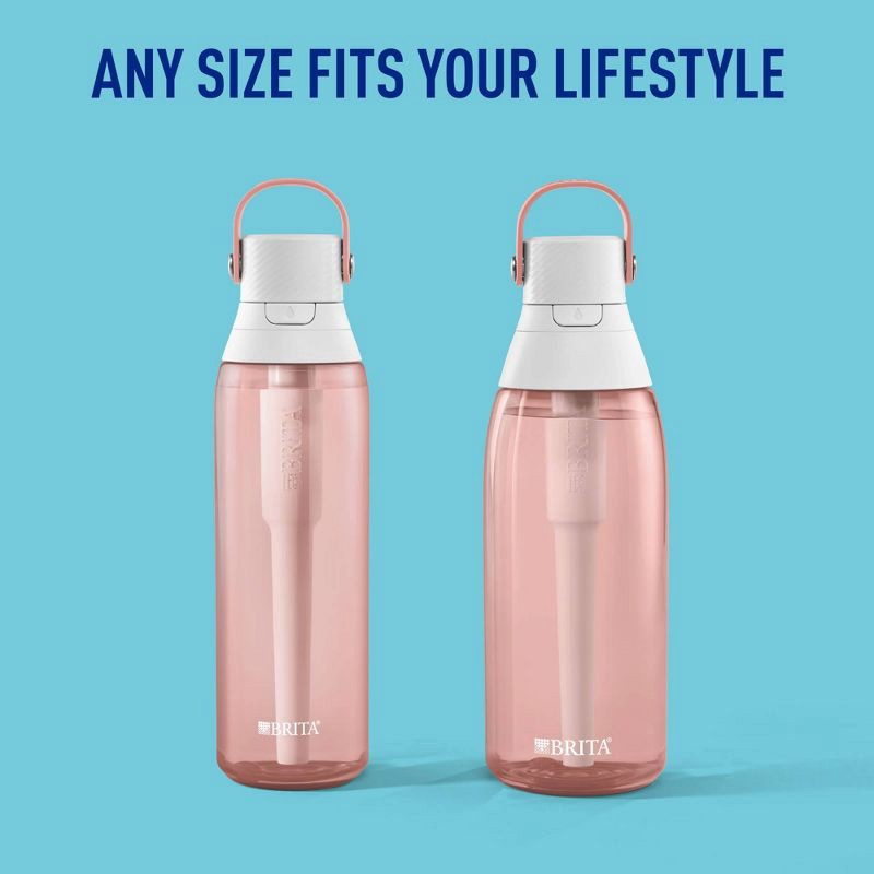 slide 9 of 9, Brita Premium 26oz Water Bottle with Filter - Blush Pink: Reusable Filtered Plastic, 2-Month Filter Life, 0.5 lbs, 26 oz, 0.5 lb
