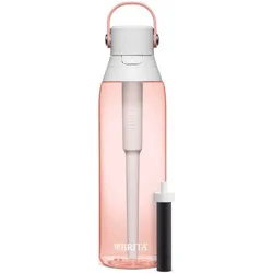 Brita Premium 26oz Water Bottle with Filter - Blush Pink: Reusable Filtered Plastic, 2-Month Filter Life, 0.5 lbs