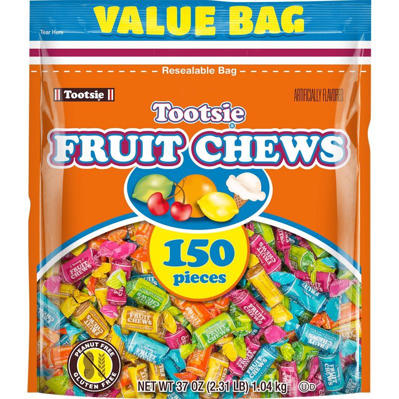slide 1 of 6, Tootsie Fruit Chews Candy Standup Bag – 37oz, 37 oz
