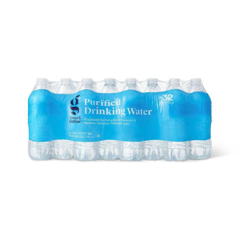 slide 1 of 3, Purified Water - 32pk/16.9 fl oz Bottles - Good & Gather™, 32 ct, 16.9 fl oz
