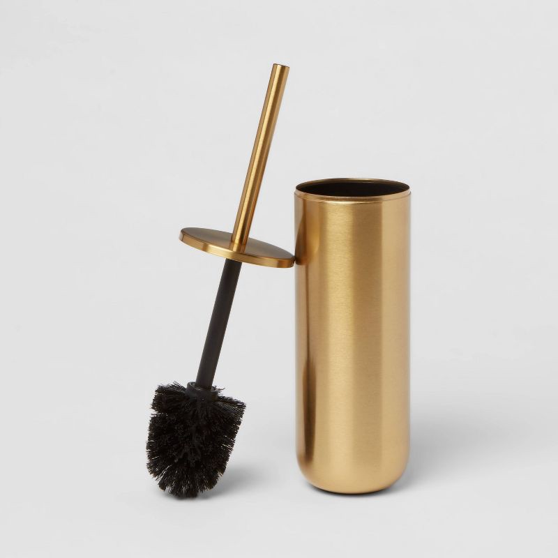 slide 3 of 4, Brushed Brass Toilet Bowl Brush Gold - Threshold™, 1 ct