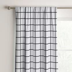 1pc 42"x84" Room Darkening Heathered Thermal Window Curtain Panel Grid Black/White - Room Essentials