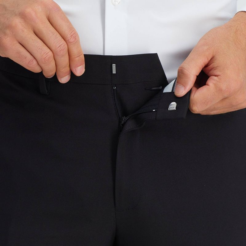 slide 4 of 6, Haggar H26 Men's Stretch Slim Fit Dress Pants - Black 28x30: Lightweight, Mid Rise, Skinny Leg, 1 ct