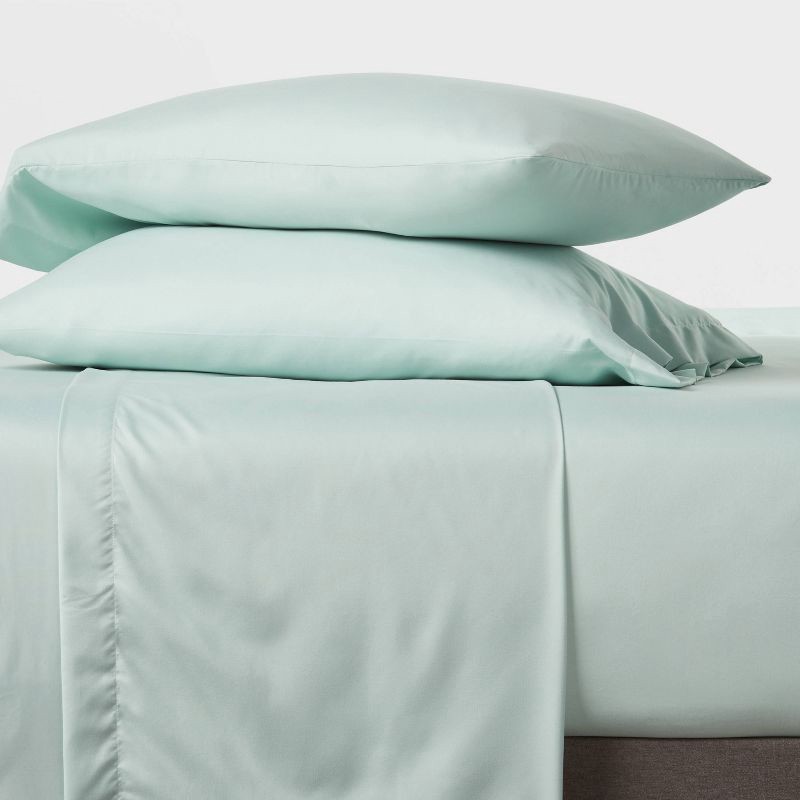 slide 2 of 4, Full Microfiber Sheet Set Mint - Room Essentials™: Polyester Bedding, 170 Thread Count, OEKO-TEX Certified, 1 ct