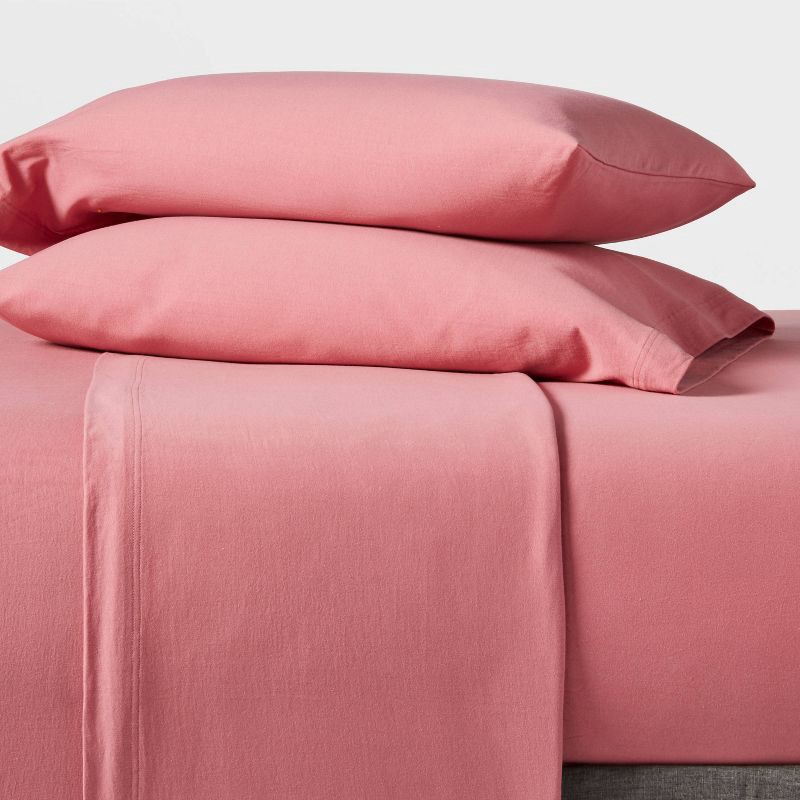 slide 2 of 4, Queen Solid Jersey Sheet Set Pink - Room Essentials, 1 ct