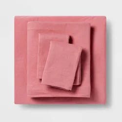 Queen Solid Jersey Sheet Set Pink - Room Essentials