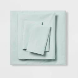 Queen Microfiber Sheet Set Mint - Room Essentials™: Polyester, 170 Thread Count, Includes 2 Pillowcases & Fitted Sheet