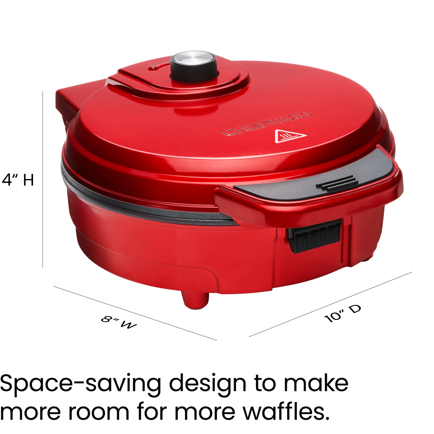 slide 6 of 6, CHEFMAN Anti-Overflow Waffle Maker - RED, 1 ct