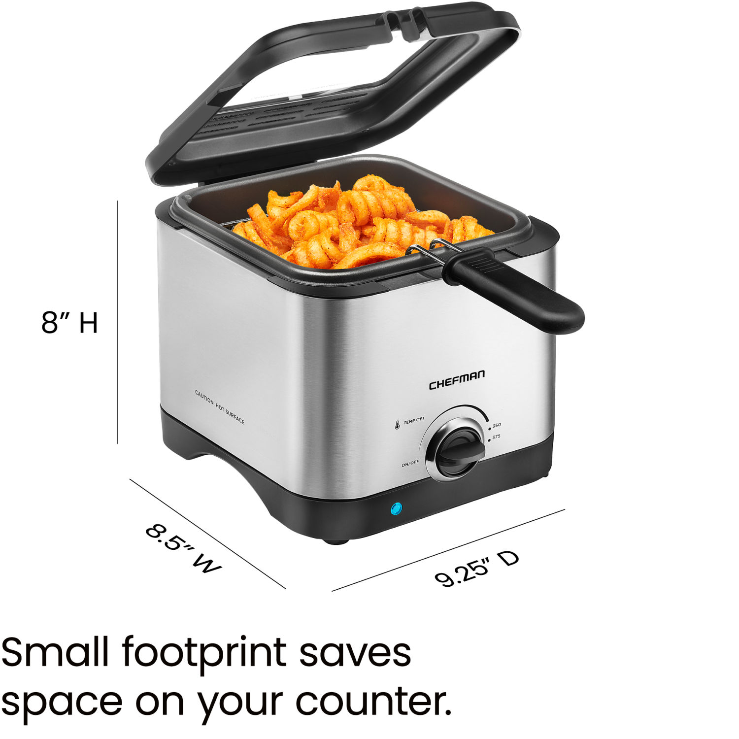 slide 3 of 6, CHEFMAN Deep Fryer Stainless Steel, 1.5 liter