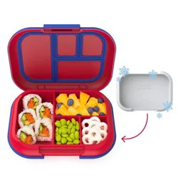 Bentgo Kids' Chill Lunch Box, Bento-Style Solution, 4 Compartments & Removable Ice Pack - Red/Royal: BPA-Free, Leakproof Design for Ages 3-7
