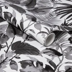 Tropical Leaves Peel & Stick Wallpaper Black/White - Opalhouse™: Removable Vinyl, Botanical Leaf Pattern, 27.5 Sq Ft Coverage