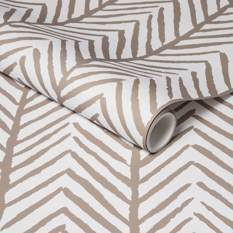 slide 1 of 4, Herringbone Stripe Peel & Stick Wallpaper Tan - Threshold™: Removable, Self-Adhesive, Stain-Resistant, Washable, 1 ct