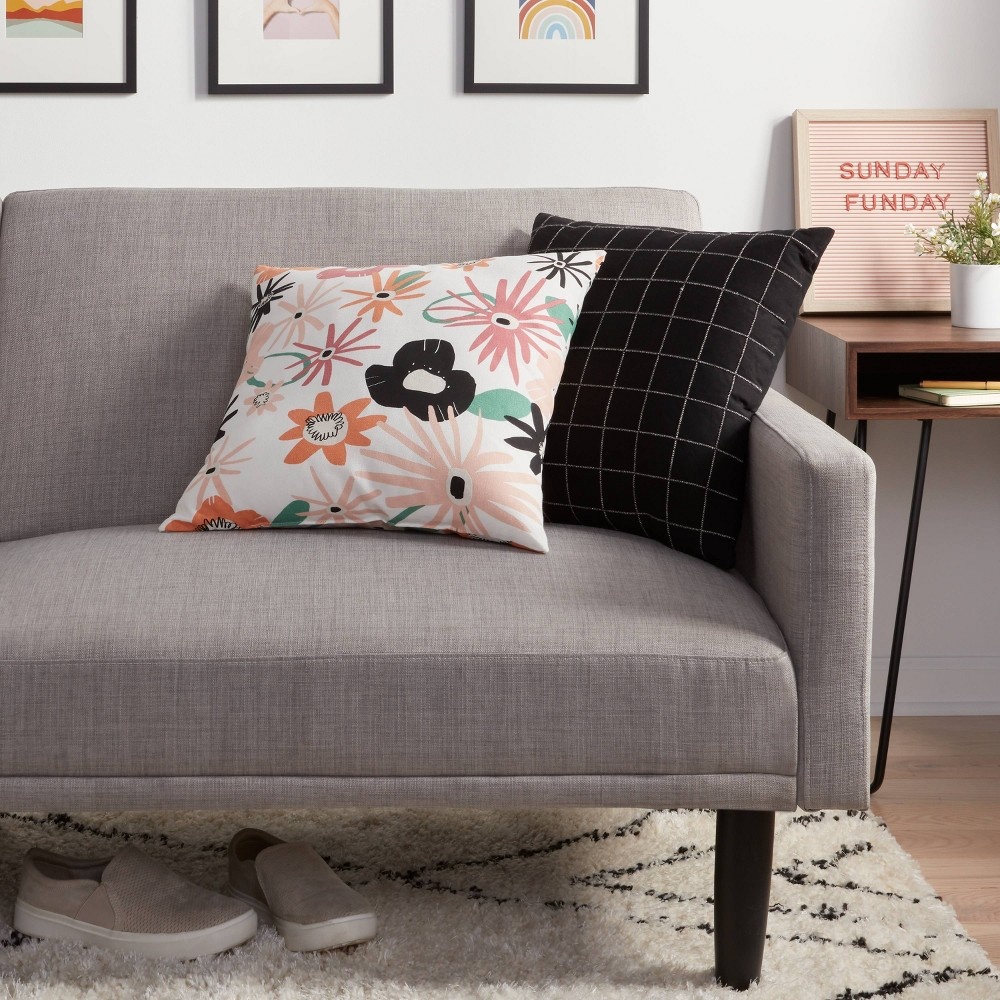 slide 2 of 4, Daisy Printed Cotton Square Throw Pillow - Room Essentials, 1 ct
