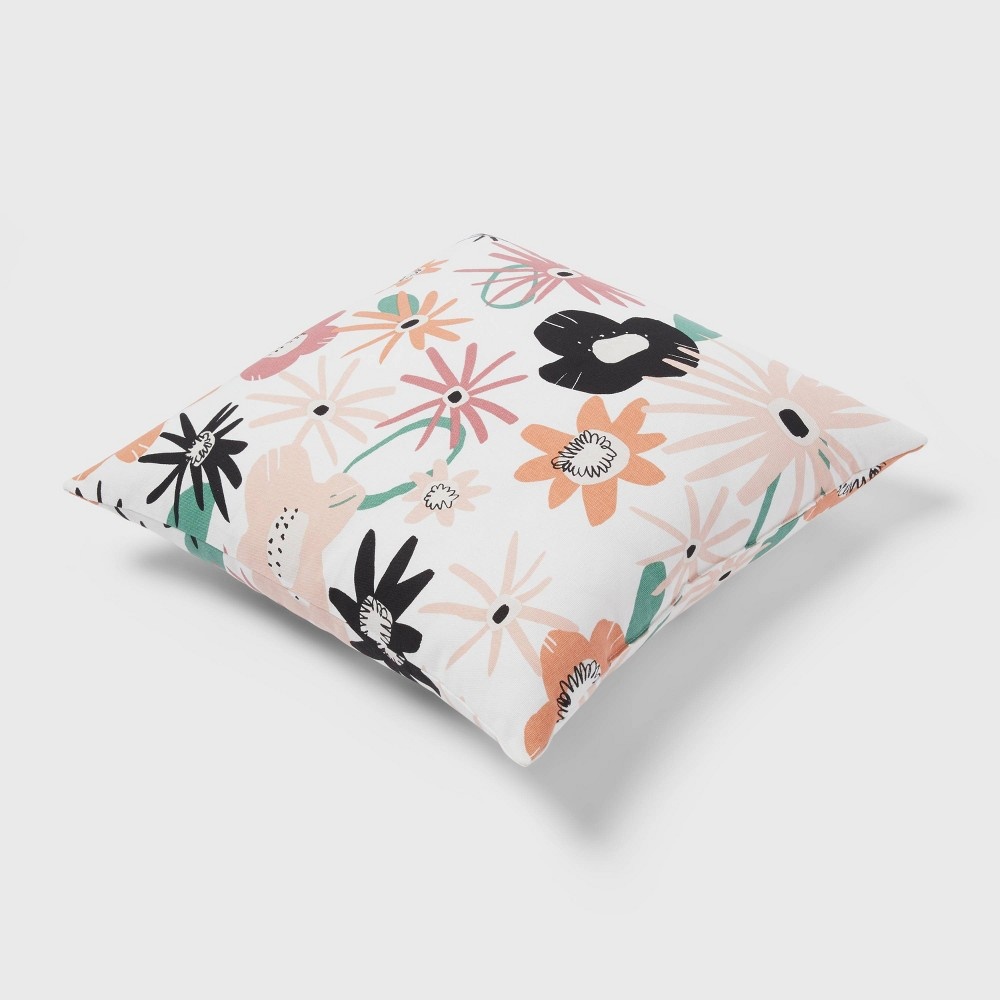 slide 3 of 4, Daisy Printed Cotton Square Throw Pillow - Room Essentials, 1 ct