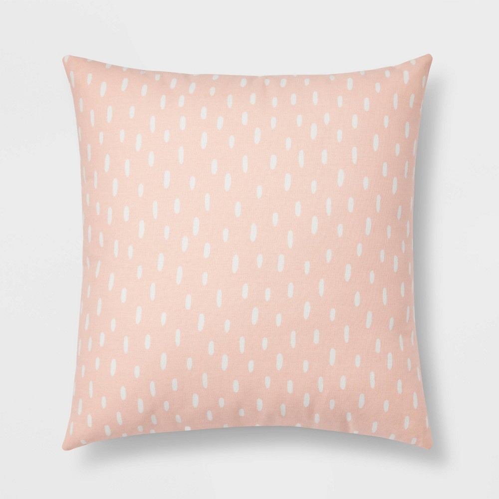 slide 3 of 7, Floral Print with Reverse Printed Dots Square Throw Pillow Blush - Room Essentials, 1 ct