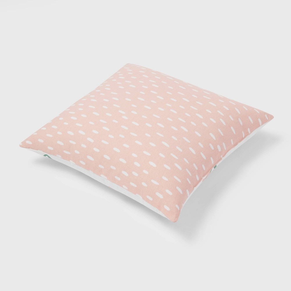 slide 6 of 7, Floral Print with Reverse Printed Dots Square Throw Pillow Blush - Room Essentials, 1 ct