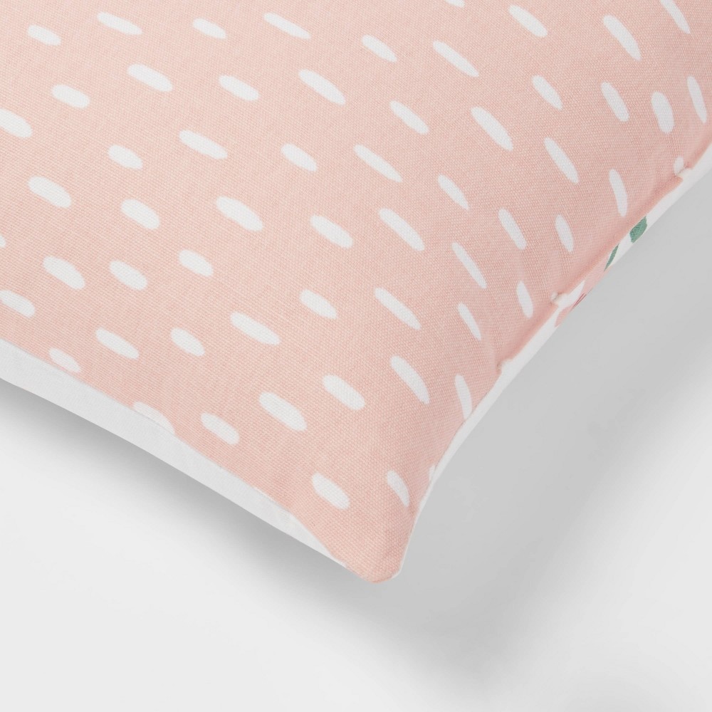 slide 7 of 7, Floral Print with Reverse Printed Dots Square Throw Pillow Blush - Room Essentials, 1 ct