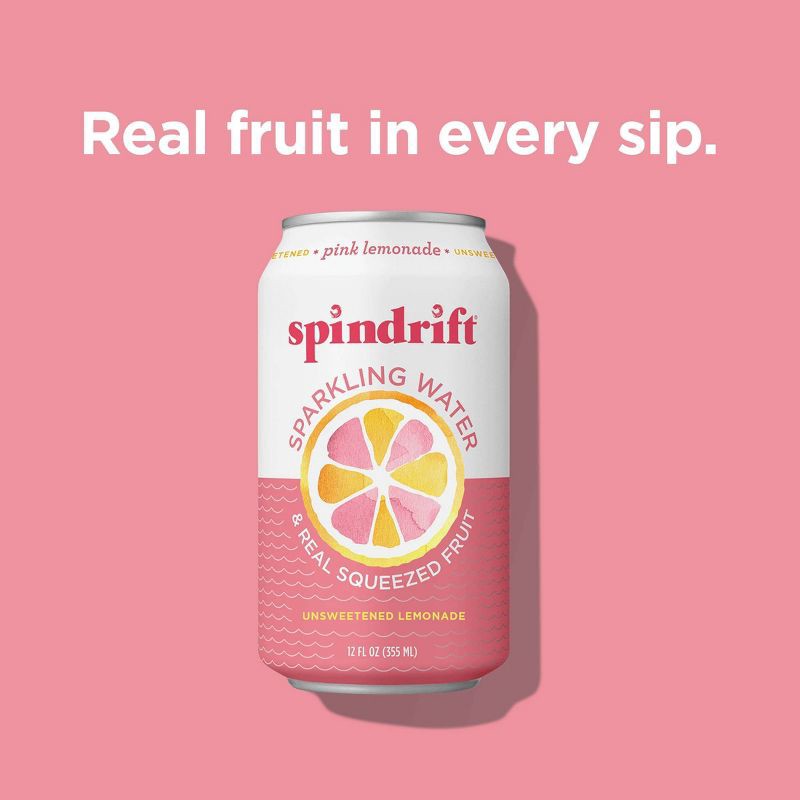 slide 2 of 6, Spindrift Pink Lemonade Sparkling Water - 8pk/12 fl oz Cans, 8 ct; 12 fl oz