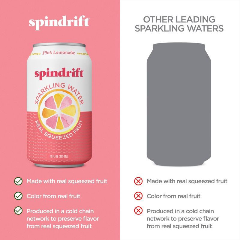 slide 4 of 6, Spindrift Pink Lemonade Sparkling Water - 8pk/12 fl oz Cans, 8 ct; 12 fl oz