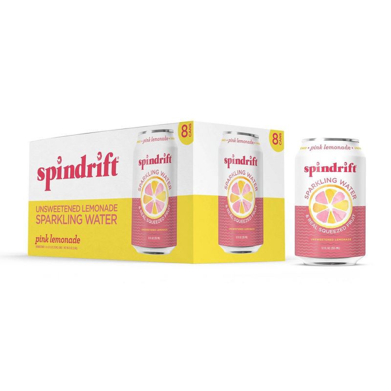 slide 1 of 6, Spindrift Pink Lemonade Sparkling Water - 8pk/12 fl oz Cans, 8 ct; 12 fl oz