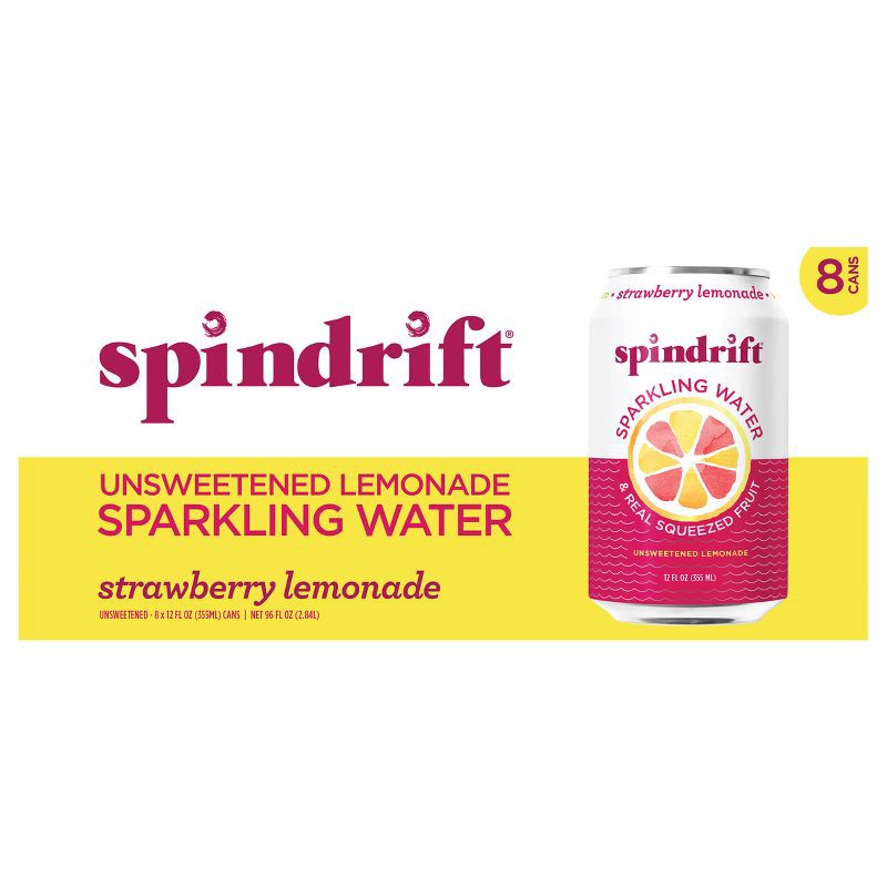 slide 2 of 5, Spindrift Strawberry Lemonade Sparkling Water - 8pk/12 fl oz Cans, 8 ct; 12 fl oz